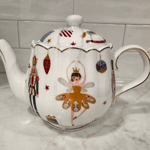 Festive Nutcracker Teapot with Gold Accents